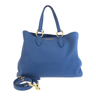 Pre-owned Miu Miu Leather Shoulder Bag Tote Bag () In Blue