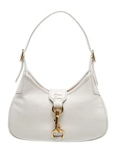 Pre-owned Miu Miu Leather Shoulder Bag In White
