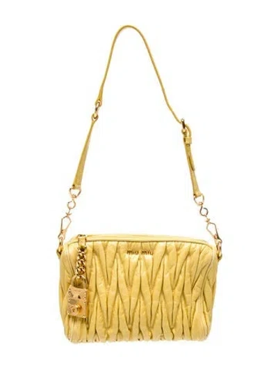 Pre-owned Miu Miu Leather Shoulder Bag In Yellow