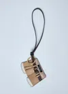 Miu Miu Leather Skirt Keyring In Beige