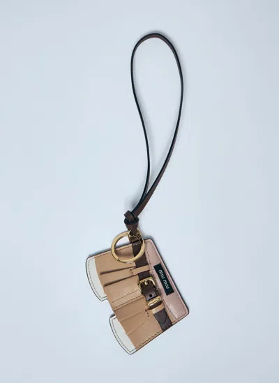 Miu Miu Leather Skirt Keyring In Beige