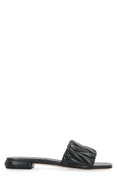MIU MIU LEATHER SLIDES
