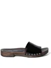 Miu Miu Studded Detail Wooden Sole Clogs In Black