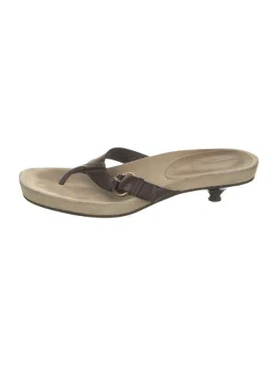 Pre-owned Miu Miu Leather Slides In Black