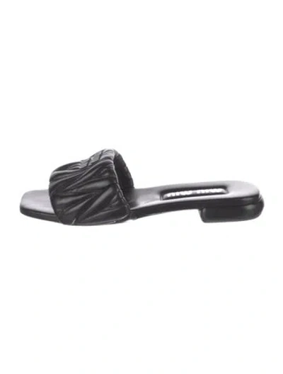 Pre-owned Miu Miu Leather Slides In Black