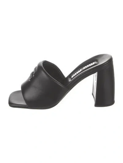 Pre-owned Miu Miu Leather Slides In Black
