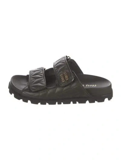 Pre-owned Miu Miu Leather Slides In Black
