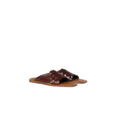 Miu Miu Leather Slides In Brown