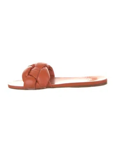 Pre-owned Miu Miu Leather Slides In Orange