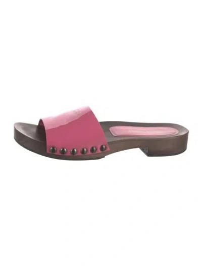 Pre-owned Miu Miu Leather Slides In Pink