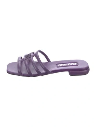 Pre-owned Miu Miu Leather Slides In Purple