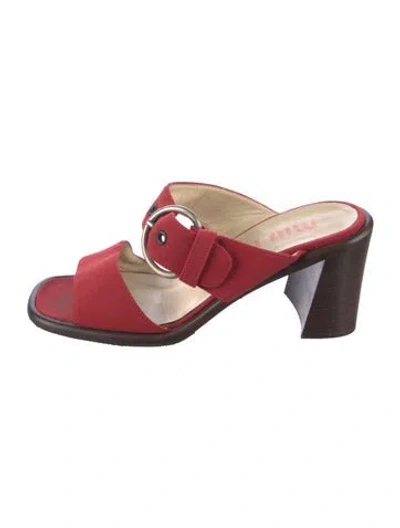 Pre-owned Miu Miu Leather Slides In Red