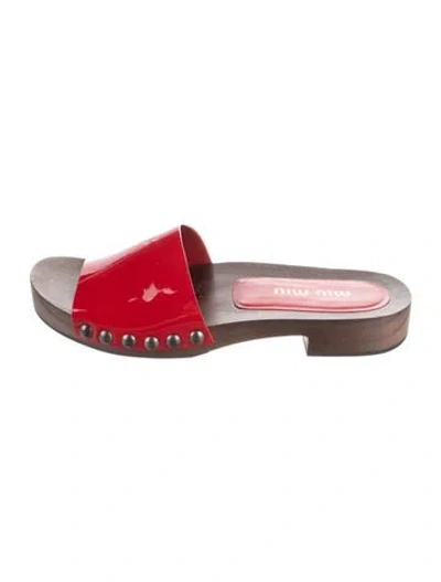 Pre-owned Miu Miu Leather Slides In Red
