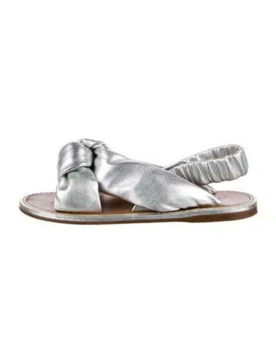 Pre-owned Miu Miu Leather Slides In Silver