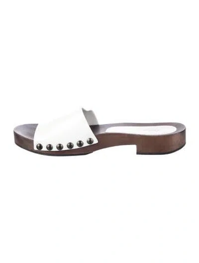 Pre-owned Miu Miu Leather Slides In Silver