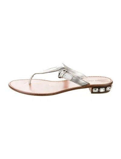 Pre-owned Miu Miu Leather Slides In White