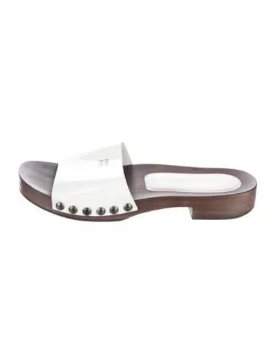 Pre-owned Miu Miu Leather Slides In White