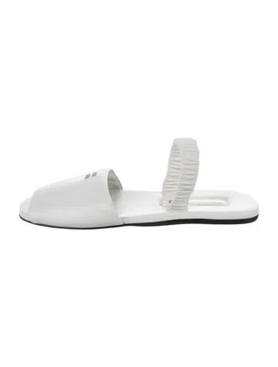 Pre-owned Miu Miu Leather Slides In White