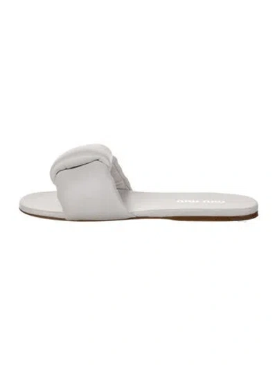 Pre-owned Miu Miu Leather Slides In White