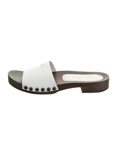 Pre-owned Miu Miu Leather Slides In White
