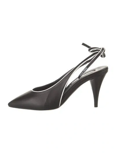 Pre-owned Miu Miu Leather Slingback Pumps In Black