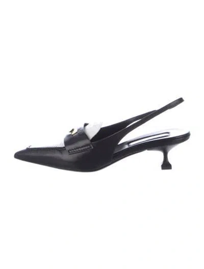 Pre-owned Miu Miu Leather Slingback Pumps In Black