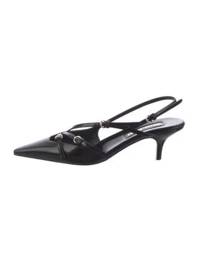 Pre-owned Miu Miu Leather Slingback Pumps In Black