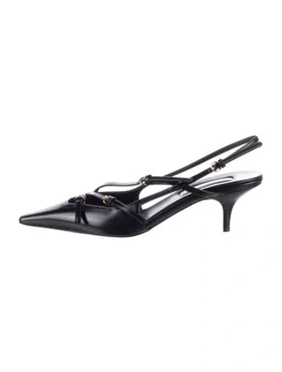 Pre-owned Miu Miu Leather Slingback Pumps In Black