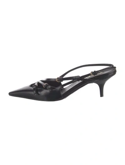 Pre-owned Miu Miu Leather Slingback Pumps In Black