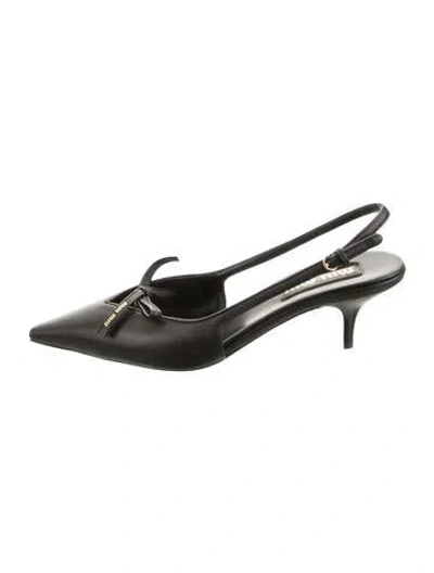 Pre-owned Miu Miu Leather Slingback Pumps In Black
