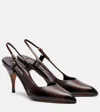 Miu Miu Leather Slingback Pumps In Brown