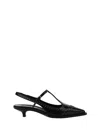 Miu Miu Leather Slingback Pumps In Nero+avorio