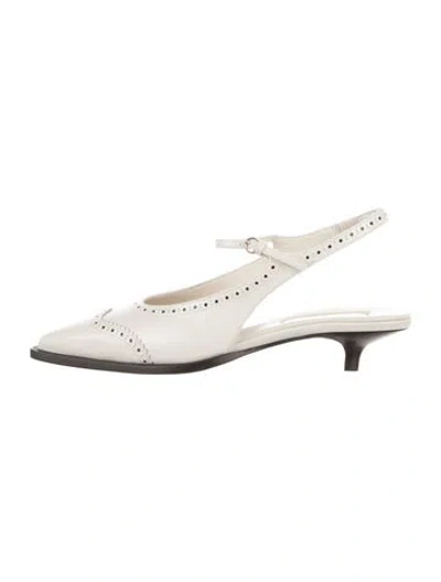 Pre-owned Miu Miu Leather Slingback Pumps In Neutrals