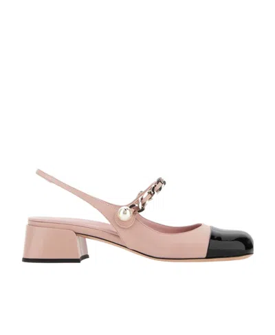 Miu Miu Leather Slingback Pumps In Pink