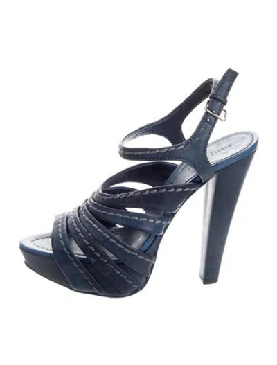 Pre-owned Miu Miu Leather Slingback Sandals In Blue