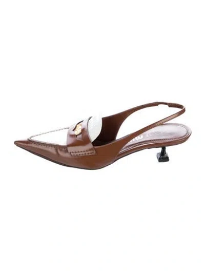 Pre-owned Miu Miu Leather Slingback Sandals In Brown