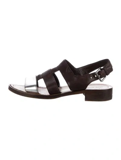 Pre-owned Miu Miu Leather Slingback Sandals In Brown