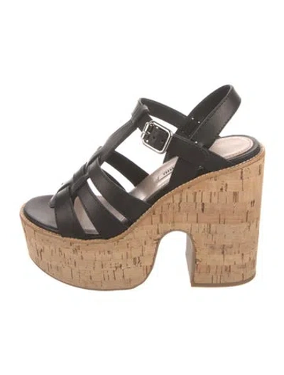 Pre-owned Miu Miu Leather Slingback Sandals W/ Tags In Black