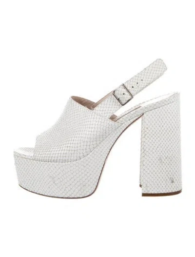 Pre-owned Miu Miu Leather Slingback Sandals In White