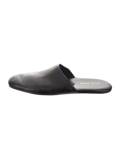 Pre-owned Miu Miu Leather Slippers In Black