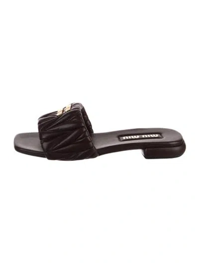 Pre-owned Miu Miu Leather Slippers In Brown