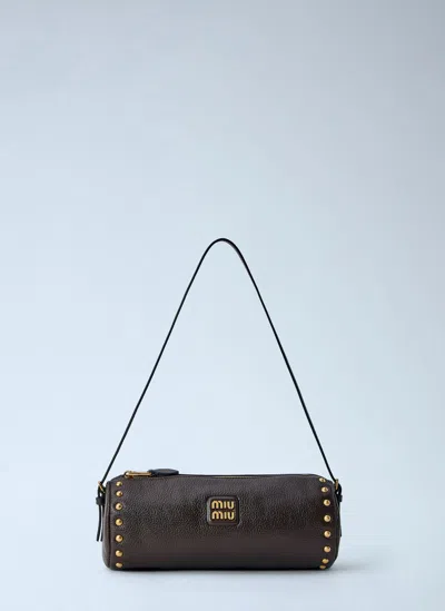 Miu Miu Leather Small Pouch In Brown