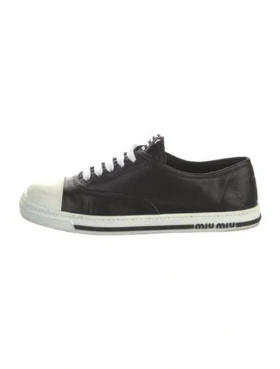 Pre-owned Miu Miu Leather Sneakers In Black