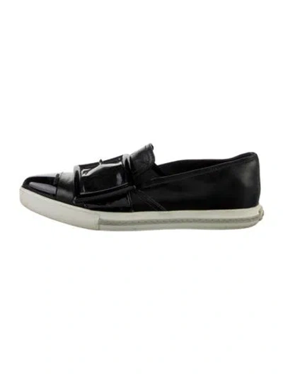 Pre-owned Miu Miu Leather Sneakers In Black