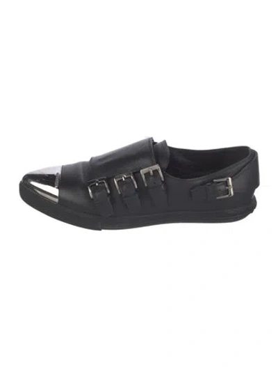 Pre-owned Miu Miu Leather Sneakers In Black
