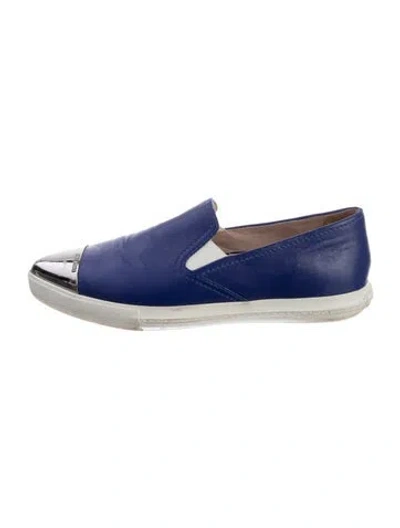 Pre-owned Miu Miu Leather Sneakers In Blue