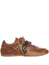 Miu Miu Waxed Leather Sneakers In Brown