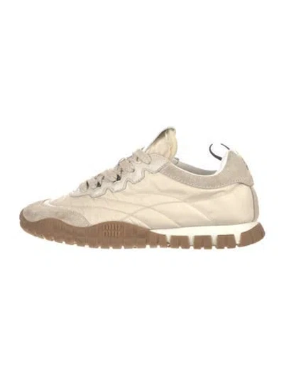 Pre-owned Miu Miu Leather Sneakers In Neutral