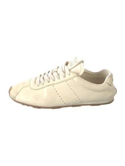Pre-owned Miu Miu Leather Sneakers In Neutral
