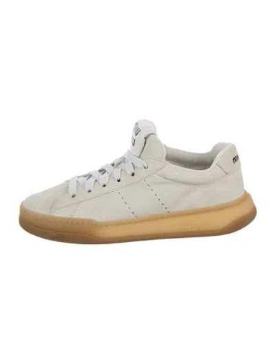 Pre-owned Miu Miu Leather Sneakers In Neutrals/white